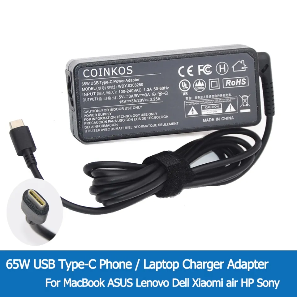 65W USB C / Type C Power Adapter Charger Replacement for Lenovo, ASUS,  Acer, Dell, Huawei, HP and Other Laptops or Phones with USB C Port 