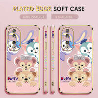 Diorcase For Honor 90 5G,90 Lite 5G ฟรีสายคล้อง + การ์ตูน Duffy StellaLou (Disny) เคสลายขอบสี่เหลี่ยมชุบเคสโทรศัพท์เคสโทรศัพท์นิ่มชุบหรูหรา