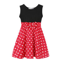 Toddler Dress Black Red Dot Patchwork Vest Frock Bow Cartoon Modeling Mickey Costumes Summer Baby Girl Casual Clothing