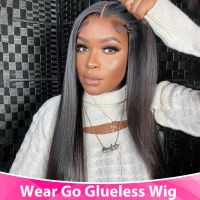 【LZ】♀  Glueless Wigs Human Hair Ready To Wear 210  Density 5x5 HD Transparent Lace Closure Wigs Straight Human Hair Wigs Wear And Go