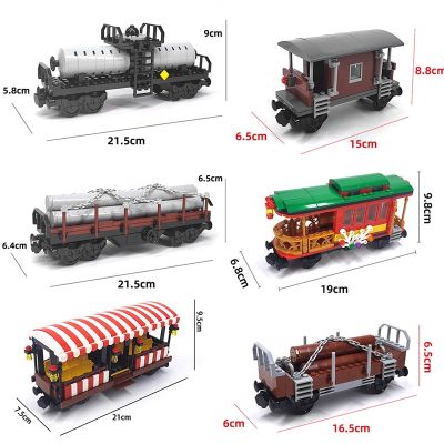 Creative Expert Ideas City Christmas Retro Sightseeing Carriage Tank Car Train MOC Railway Express Bricks Building Blocks Toys