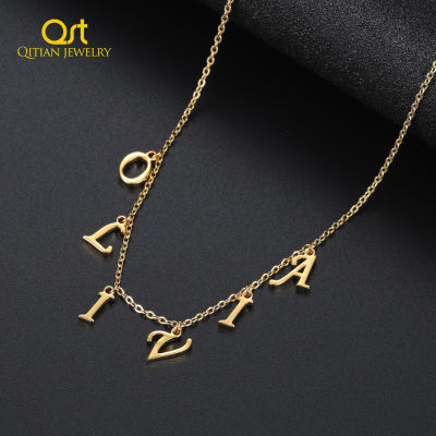 Personalized Initial A-Z Letter Name Necklace For Women Custom Stainless Steel Alphabet Pendant Choker Best Friend Jewelry Gifts