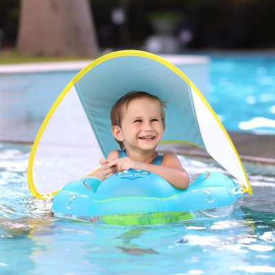 New Upgrades Baby Swimming Ring with Canopy Inflatable Infant Floating Kids Pool Swim Circle Summer Toys Toddler Swim Rings