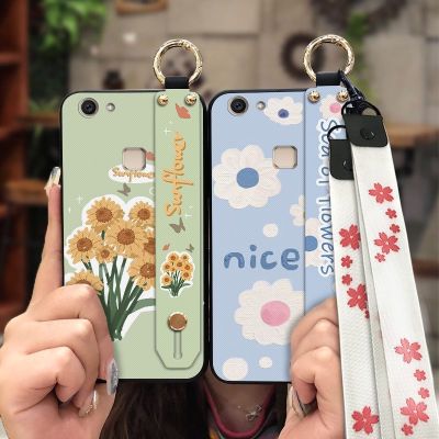 Wrist Strap painting flowers Phone Case For VIVO V7/Y75 sunflower Durable Soft Case Anti-dust ring Fashion Design Soft