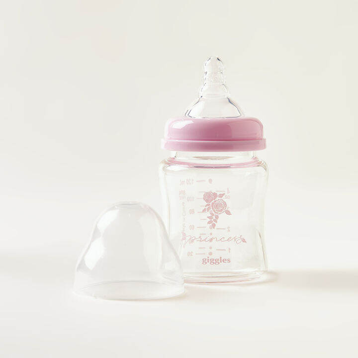 Giggles Glass Feeding Bottle With Cap 120 Ml Lazada