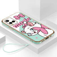 เคสvivo y21a กรอบสีทองชุบด้วยไฟฟ้า รวมทุกอย่าง ฝาหลัง วัสดุ TPU ป้องกันการหล่น ป้องกันการชนกัน กันน้ำ สายรัดข้อมือการ์ตูนน่ารัก เคสโทรศัพท์มือถือ