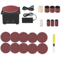 Mini Bench Disc Sander and Sanding Roller Electric Edge Sharpener 7 Variable Speed 10 Sanding Discs 6 Sanding Bands DIY Benchtop Sanding Polishing Grinding Machine for Wood Metal Acrylic Stone