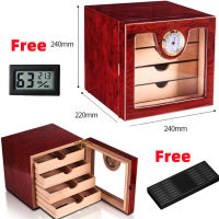 Glass Door＋Wood Ciggare Case Household 4 Layer Ciger Cabinet Red Ciggar Humidor Box Set Decor Decoration Accessories Gift