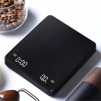 Coffee Scale Timing Hand Brewing Coffee Electronic Scale Household Kitchen Scale 3KG/0.1g Precision Pocket Scale Black Mirror Luggage Scales