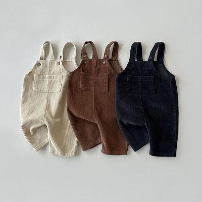 2022 Autumn New Girl Infant Corduroy Casual Overalls Boy Toddler Loose Pocket Suspenders Jumpsuit Baby Solid Pants Ki Outd Outfits