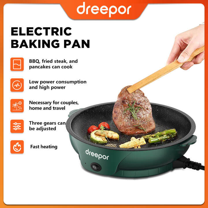 Dreepor Electric baking pan Korean Pan Fried BBQ Grill Electric Baking