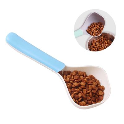 ❐✒♨ Multifunctional Dog Food Spoon Pet Feeding Spoon With Sealed Bag Clip Creative Measuring Paw Shape Curved Design Easy To Clean