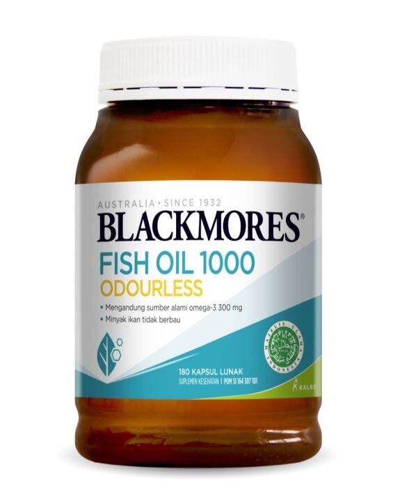 Blackmores Odourless Fish Oil 1000 BPOM Kalbe 180's Omega 3, Minyak