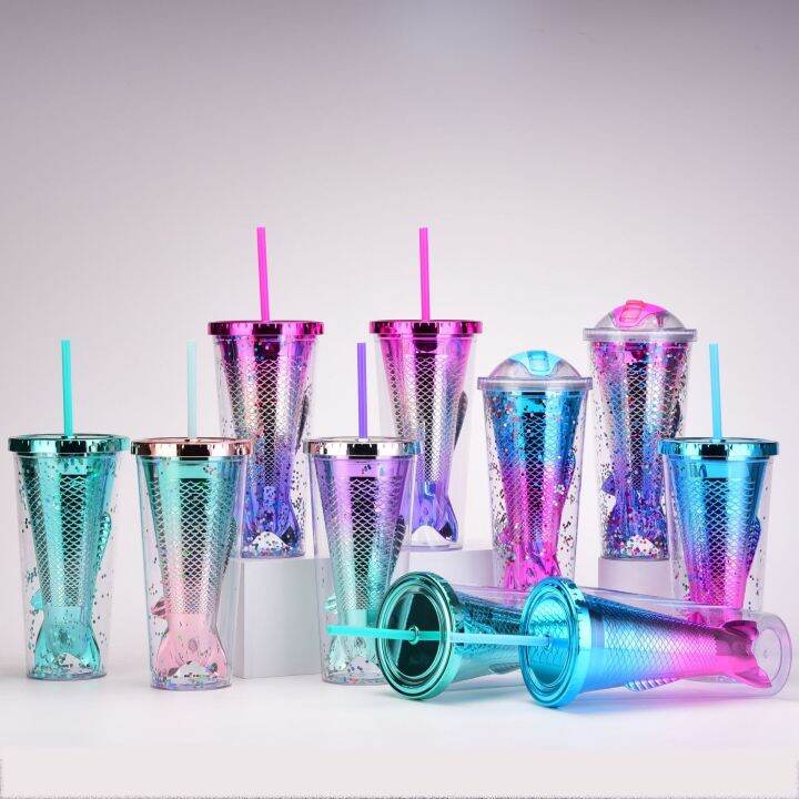 【CW】 Glitter Drink Cup Straw Lazada