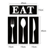 EAT Sign Fork and Spoon Wall Decor Large Wooden Letters Mural Decal for Farmhouse Kitchen Table Sign gass