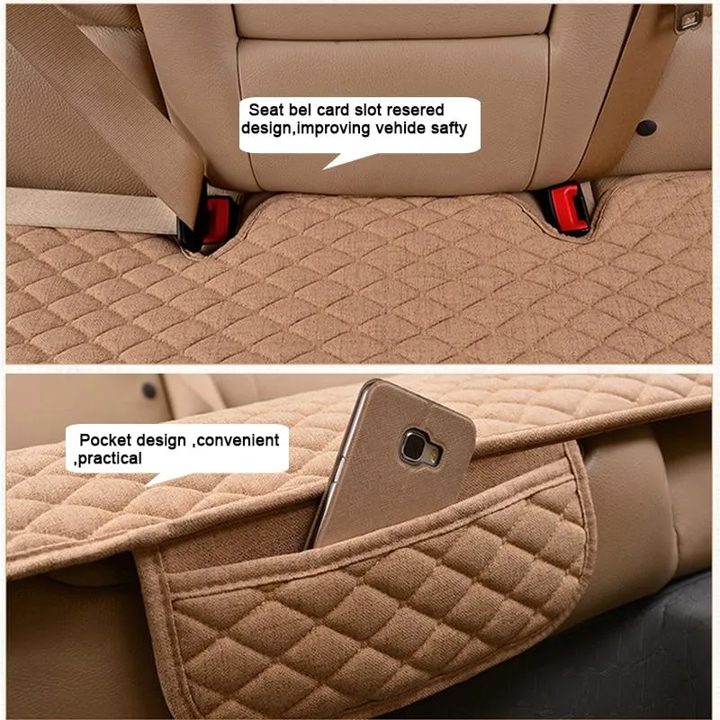 Flax Car Seat Cover Four Seasons Front Rear Linen Fabric Cushion Breathable  Protector Mat Pad Auto accessories Universal Size