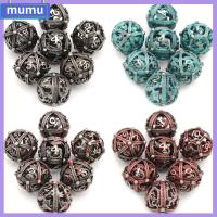 MUMU 7Pcs/set มังกรกลวงกลม ลูกเต๋า DND D4 D6 D8 D10 D12 D20 7-Die Table Game ลูกเต๋าหลายด้าน หลายเหลี่ยมเพชรพลอย เกมปาร์ตี้ปาร์ตี้ ลูกเต๋าเกม TRPG DND