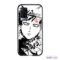 UCUC เคสโทรศัพท์เคสสำหรับ VIVO X60กรณี Vivo X60อะนิเมะสำหรับหญิง Sketch สีดำสีขาวชุดนารูโตะ Sasuke Kakashi Soft Edge กระจกเทมเปอร์กรณี