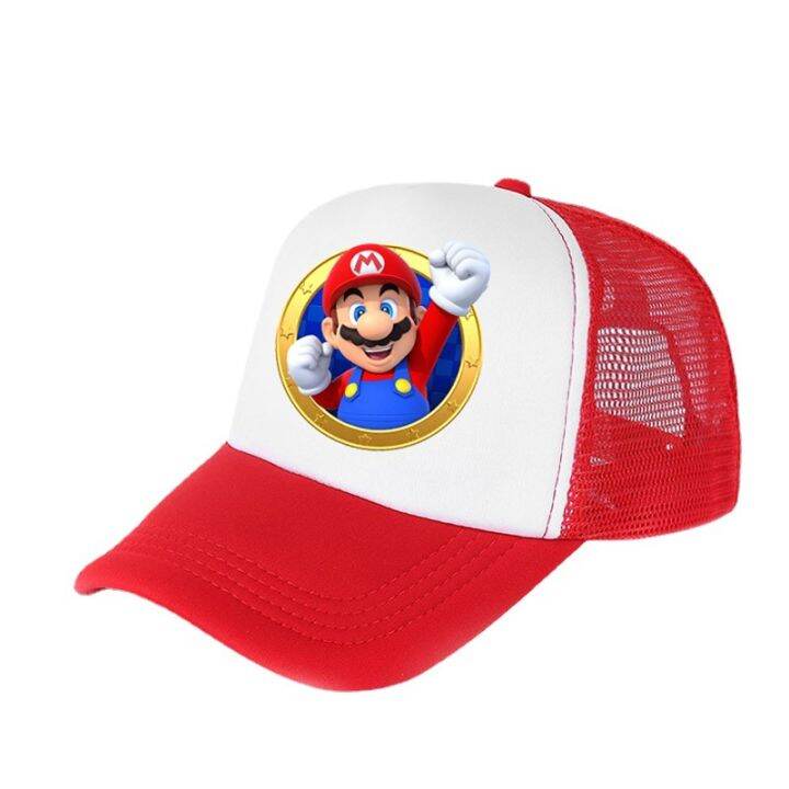 หมวกตาข่ายหมวก-super-mario-mario-bros-เด็กการ์ตูนกันแดดกันแดดระบายอากาศหมวกเจ้าหญิงพิคกี้