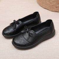 2023 spring really soft leather mother soft surface single shoes flat antiskid round head leisure joker grandma light soft bottom