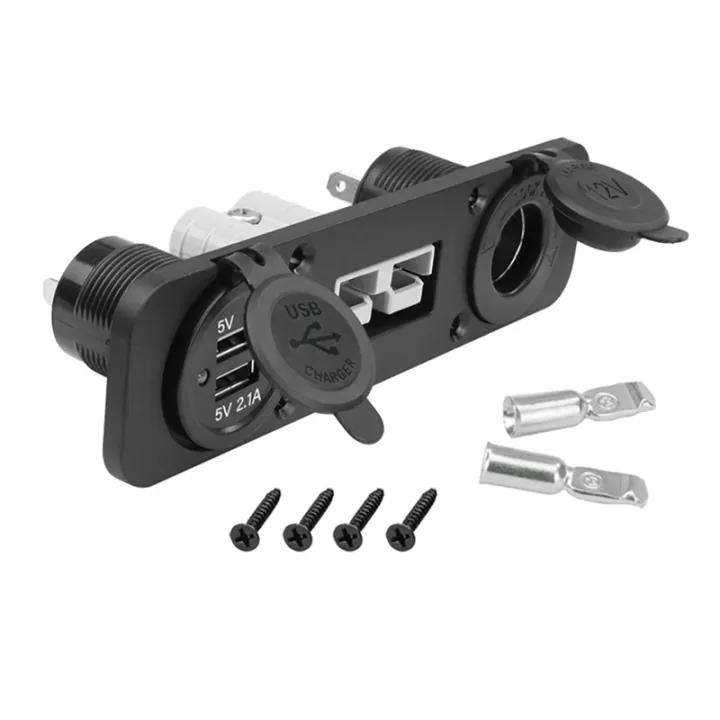 Flush Mount 50 Amp Anderson Plug Double USB Charger Socket Panel for