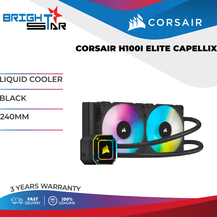 LIQUID COOLER / CORSAIR H100I ELITE CAPELLIX / BLACK / 240MM / 5Y