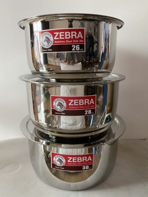 Zebra India Pot ชุดหม้อแขก 3 ใบ ขนาด 26,28,30 ซม. สแตนเลส ตราหัวม้าลาย