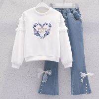 [COD] and Sweater Jeans Two-Piece Set 2023 New Middle Big Kids Fashion Net Foreign Trend