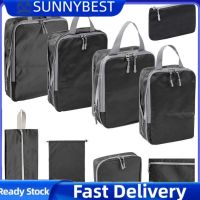 SUNNYBEST ชุดจัดระเบียบเดินทาง9ชิ้น/เซ็ตกระเป๋าเดินทางพับได้กระเป๋ากระเป๋าจัดเก็บข้อมูลแบบพกพาไนลอนแบบบีบอัดได้