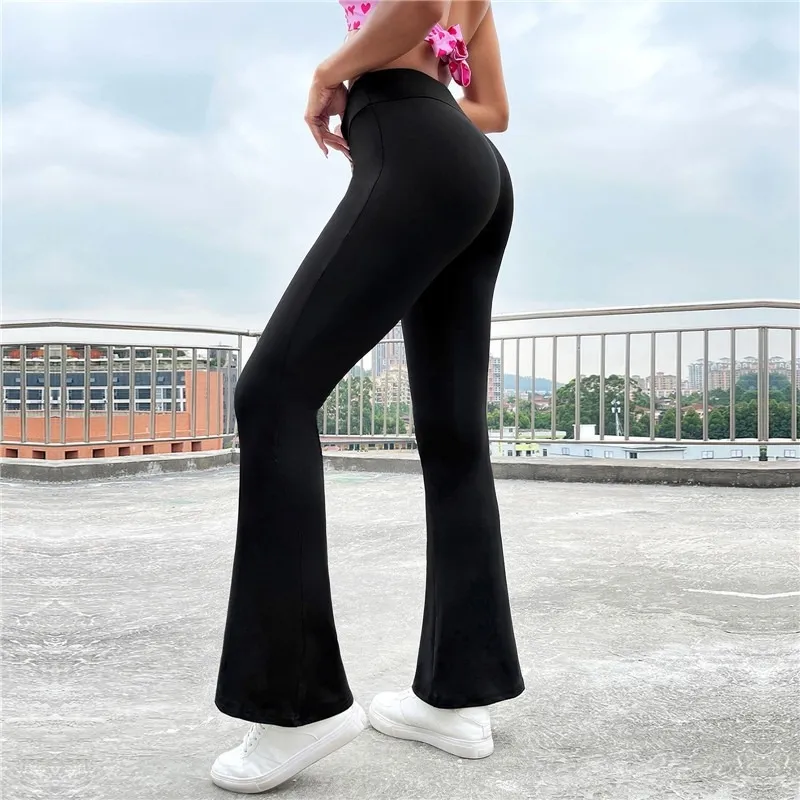 Flared Leggings for Women Low Waisted Cotton Wide Leg Yoga Pants