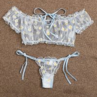 【CW】❁┅  Hot Sale Embroidery Strapless Thong Set Sleepwear Sets