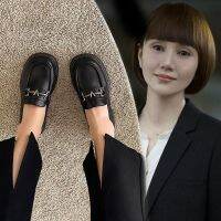 ✠ Small leather shoes for women 2023 spring and autumn new Korean style British style round-toe flat-soled casual slip-on loafers