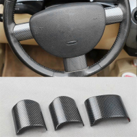 3 Piece Car Interior Steering Wheel Cover Trim Moldings Carbon Fiber Pattern ABS Fit for 2003-2010