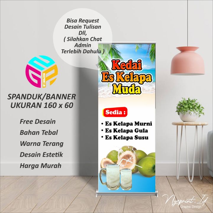 Spanduk Banner Minuman Berdiri Kelapa Muda Ukuran 160 X 60 Lazada