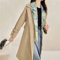 NEWDISCVRY หญิง T Rench Coat High Street ผู้หญิงเสื้อผ้าแจ๊กเก็ตหลวมผู้หญิง P Atchwork เก๋ยาวเสื้อกันลมด้วยเข็มขัด Y173