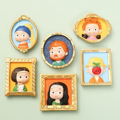 ☋✼ Van Gogh Mona Lisa Fridge Magnets Cute Princess Prince Refrigerator Sticker Lovely Cartoon Magnetic Stickers 3D Resin Home Decor