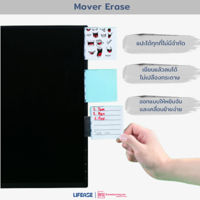 [BD SALE] Mover Erase โพทอิท กระดาษโน๊ต กระดาษโน๊ตกาวในตัว Post it Sticky Note Memo Pad  "ลบได้" ไม่เปลืองกระดาษ มีแม่เหล็กแถมฟรี! ดีมาก
