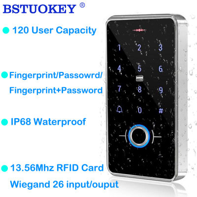 P68กันน้ำลายนิ้วมือระบบควบคุมการเข้าถึง Biometrics กลางแจ้ง13.56เมกะเฮิร์ตซ์ RFID ปุ่มกดอ่านสัมผัสแผง Wiegand26