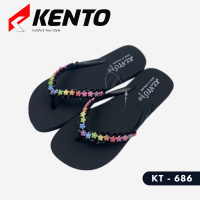 KENTO เคนโตะ รองเท้าแตะหูคีบ ลายลูกปัดดอกไม้ รุ่นKT686 ไซส์35-46 ใส่ได้ทุกเพศทุกวัย