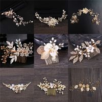 Wedding Hair Accessories Flower Hair Clips For Women Fashion Crystal Bride Headdress Hairpin Faux Pearl Hair Combs Girls Jewelry