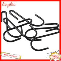 LANGTAO 12pcs แผ่นรองรีด ตะขอ S-hooks สีดำสีดำ 490มม. ตะขอติดผนัง แข็งแรงทนทาน ตะขอรูปตัว S อุปกรณ์สำหรับห้องครัว