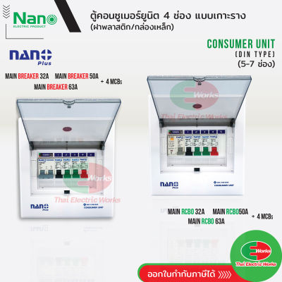 ตู้คอนซูมเมอร์ NANO NNP-CM NNP-CR Plus 4 ช่อง เมนธรรมดา MCB /กันดูด RCBO ตู้ควบคุมไฟ ตู้โหลดกันดูด NNP เมน 32A , 50A และ 63A  Thaielectricworks