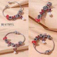 A21 สร้อยข้อมือ BEAUTIFUL Red โบว์แดง ไม่ลอก ไม่ดำ สายปรับไม่ได้ จัดส่งทุกวัน