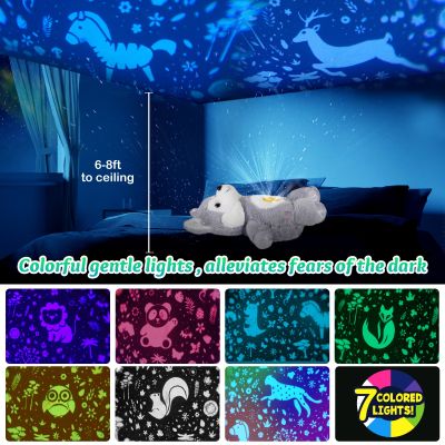 Bunny Projector Luminous Plush Toys Doll Gift Cotton Throw Pillows Stuffed Animals For Girls Glowing Toy LED Light Musical