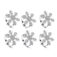 Bling Snowflake ห่วงผ้าเช็ดปาก Rhinestone ผ้าเช็ดปากแบบคาดแหวนสำหรับคริสต์มาสแต่งงานไฟสำหรับงานเลี้ยง