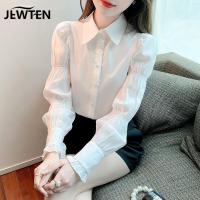 เสื้อเชิ้ตผ้าชีฟองแขนยาวสีขาวแฟชั่นเวอร์ชั่นเกาหลีผู้หญิงปี 2023 เสื้อเชิ้ตผู้หญิงอารมณ์ใหม่
