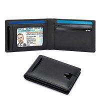 ZZOOI Man Mini Wallet Minimalism Genuine Leather Wallet for Men RFID Credit Card Holder Money Clip  Purse Men