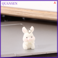 QUANSEN 1ชิ้นการ์ตูนกระต่าย flocking เสน่ห์ DIY พวงกุญแจสร้อยคอต่างหูจี้กระต่ายเครื่องประดับทำ