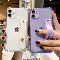 เคสโทรศัพท์สายรัดข้อมือ TPU แบบนิ่ม LOVECOM สีทึบเคสโทรศัพท์แบบใส HTTFor iPhone 14 13 12 11 Pro Max X XR XS Max 7 8 Plus SE2020