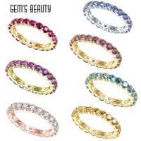 GEMS BEAUTY 14K 10K แหวนเงิน925ทองทรงกลมขนาดกลางสำหรับผู้หญิงของขวัญนิรันดร์